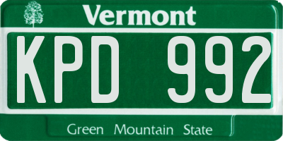 VT license plate KPD992