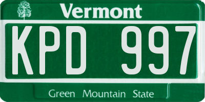 VT license plate KPD997