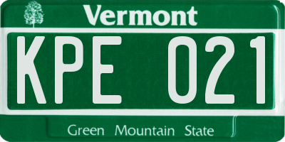 VT license plate KPE021