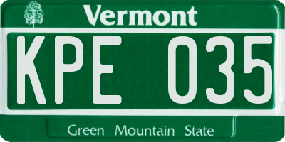 VT license plate KPE035