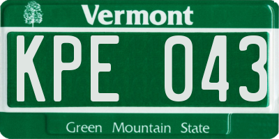 VT license plate KPE043