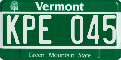 VT license plate KPE045