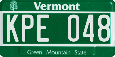 VT license plate KPE048