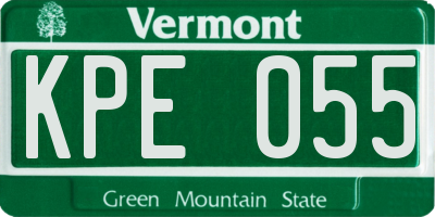 VT license plate KPE055