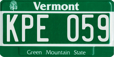 VT license plate KPE059