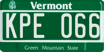 VT license plate KPE066