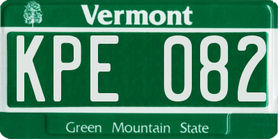VT license plate KPE082
