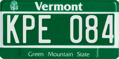 VT license plate KPE084
