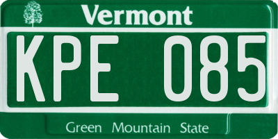 VT license plate KPE085