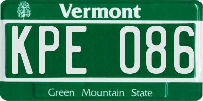 VT license plate KPE086