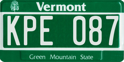 VT license plate KPE087