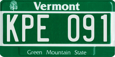 VT license plate KPE091