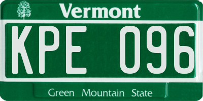 VT license plate KPE096
