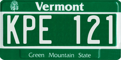 VT license plate KPE121