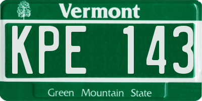 VT license plate KPE143