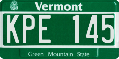 VT license plate KPE145