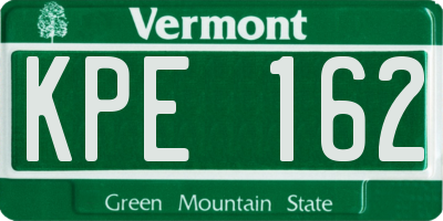 VT license plate KPE162