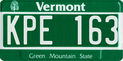 VT license plate KPE163