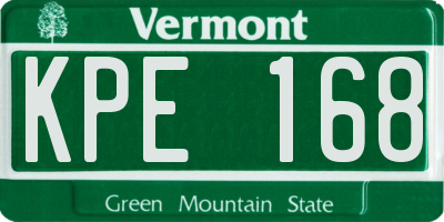 VT license plate KPE168