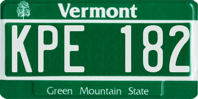 VT license plate KPE182
