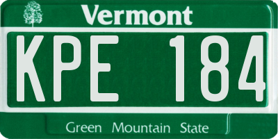 VT license plate KPE184
