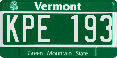 VT license plate KPE193