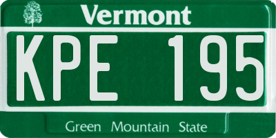 VT license plate KPE195