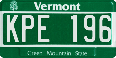 VT license plate KPE196