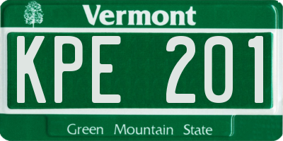 VT license plate KPE201