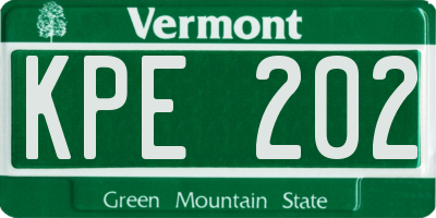 VT license plate KPE202