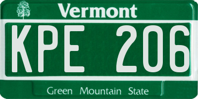 VT license plate KPE206