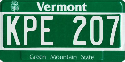 VT license plate KPE207