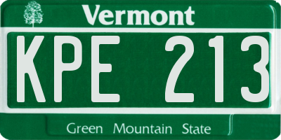 VT license plate KPE213