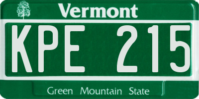 VT license plate KPE215