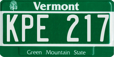VT license plate KPE217