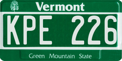 VT license plate KPE226