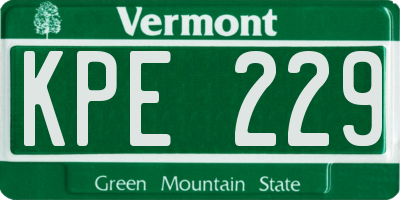 VT license plate KPE229