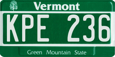 VT license plate KPE236