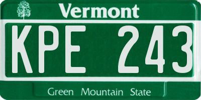 VT license plate KPE243