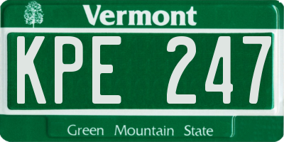 VT license plate KPE247