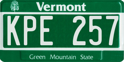VT license plate KPE257
