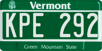 VT license plate KPE292