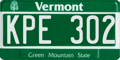 VT license plate KPE302