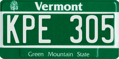 VT license plate KPE305