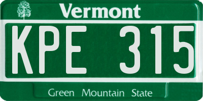 VT license plate KPE315