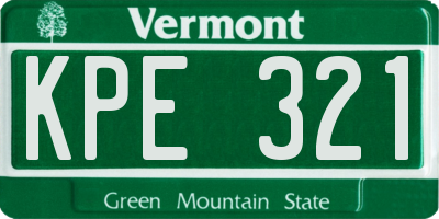 VT license plate KPE321
