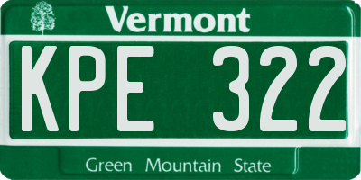 VT license plate KPE322
