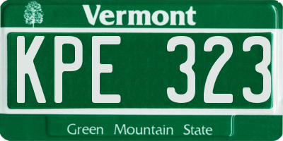 VT license plate KPE323