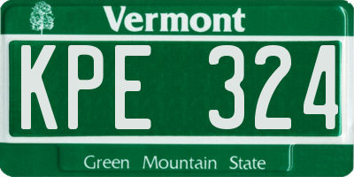 VT license plate KPE324