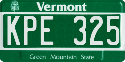 VT license plate KPE325